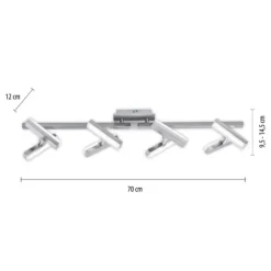 LED-Deckenleuchte, Stahl, 8flammig, drehbare Leuchtenköpfe, modernes Design