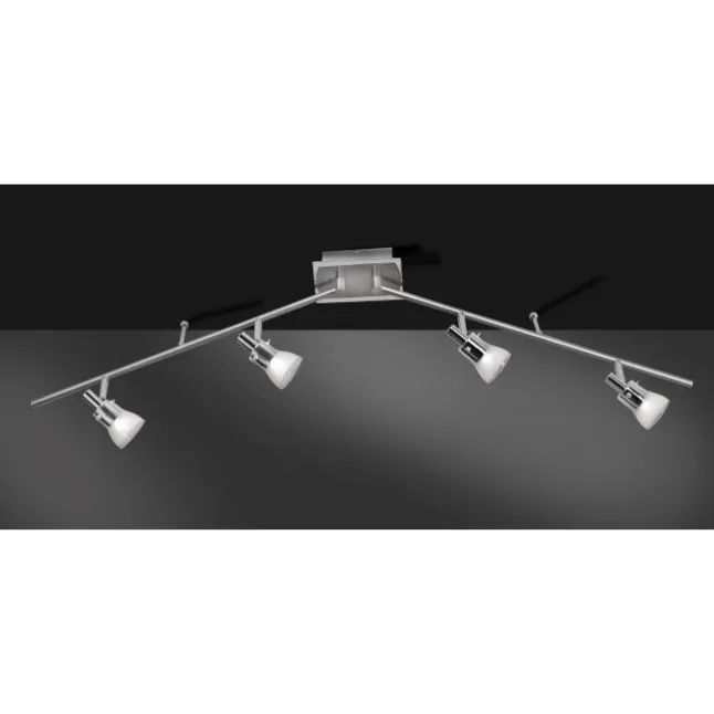 LED-Deckenleuchte, Stahl, 4flammig, dreh und schwenkbar, blendfreies Licht