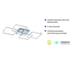 LED-Deckenleuchte, Stahl, geometrischer Form, warmweiß, dimmbar