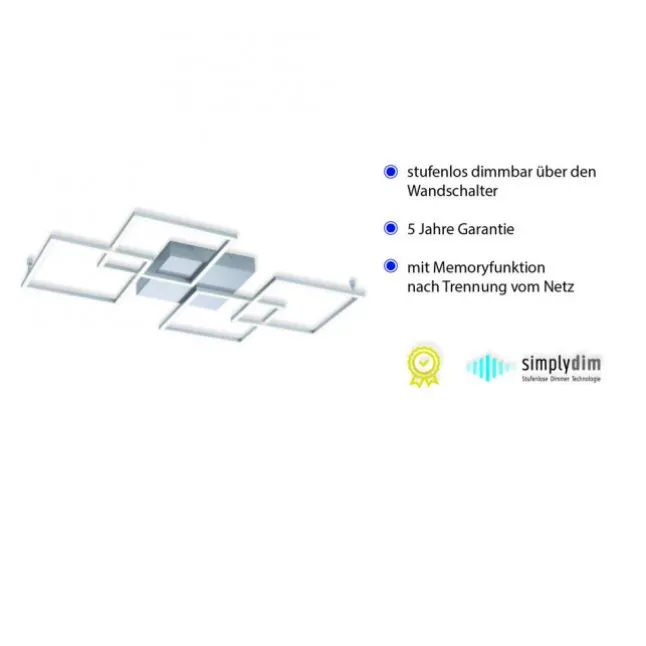 LED-Deckenleuchte, Stahl, geometrischer Form, warmweiß, dimmbar