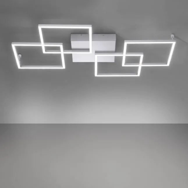 LED-Deckenleuchte, Stahl, geometrischer Form, warmweiß, dimmbar