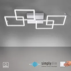 LED-Deckenleuchte, Stahl, geometrischer Form, warmweiß, dimmbar