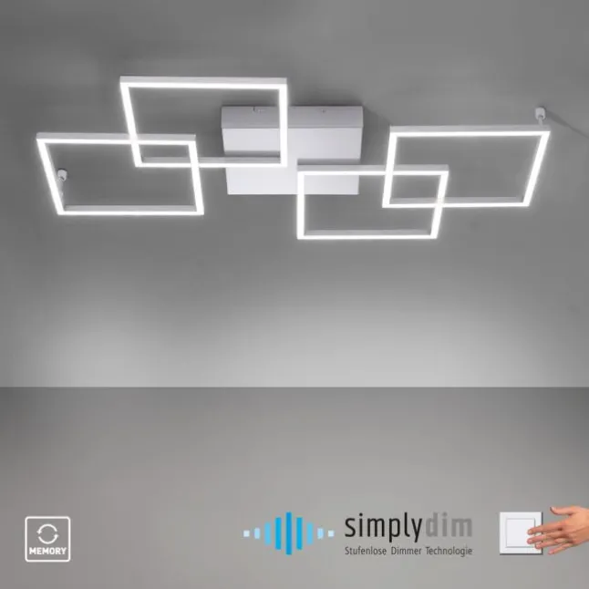 LED-Deckenleuchte, Stahl, geometrischer Form, warmweiß, dimmbar