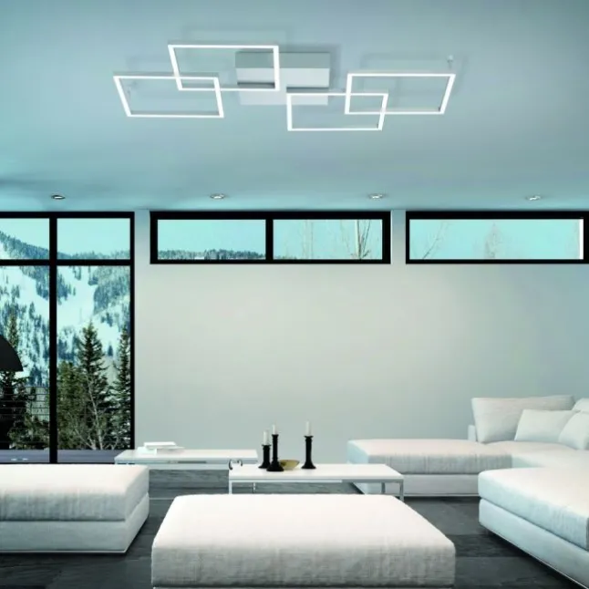 LED-Deckenleuchte, Stahl, geometrischer Form, warmweiß, dimmbar