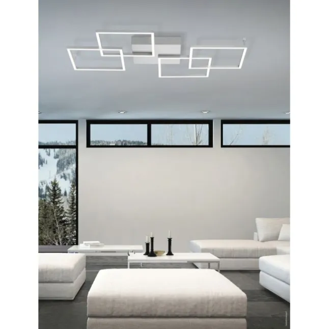 LED-Deckenleuchte, Stahl, geometrischer Form, warmweiß, dimmbar