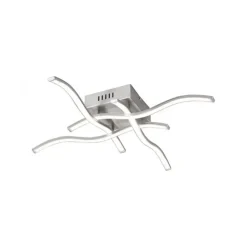 LED-Deckenleuchte, stahl, 4 Leuchtarme, Rautenform, warmweiße Lichtfarbe