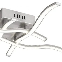 LED-Deckenleuchte, stahl, 4 Leuchtarme, Rautenform, warmweiße Lichtfarbe