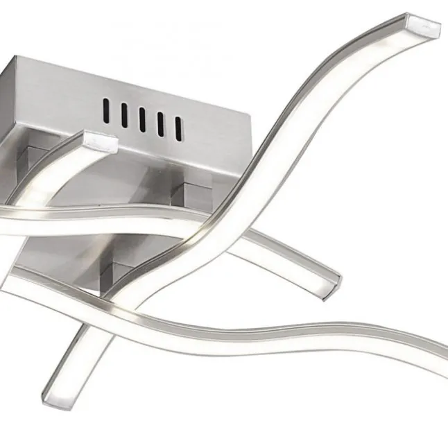 LED-Deckenleuchte, stahl, 4 Leuchtarme, Rautenform, warmweiße Lichtfarbe