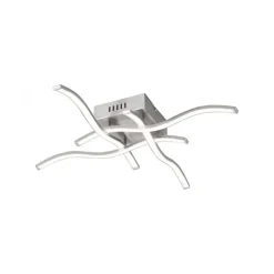 LED-Deckenleuchte, stahl, 4 Leuchtarme, Rautenform, warmweiße Lichtfarbe