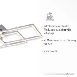 LED Deckenleuchte, stahl, modernes Design, inkl. Memory Funktion, dimmbar