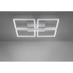 LED-Deckenleuchte, stahl, quadratisch, warmweiße Lichtfarbe, Dimmfunktion