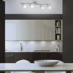 LED-Deckenleuchte, stahl, 4 verstellbare Leuchtköpfe, warmweiß, blendfrei