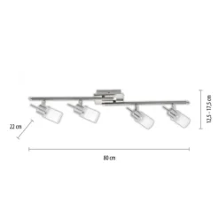LED-Deckenleuchte, stahl, 4 verstellbare Leuchtköpfe, warmweiß, blendfrei