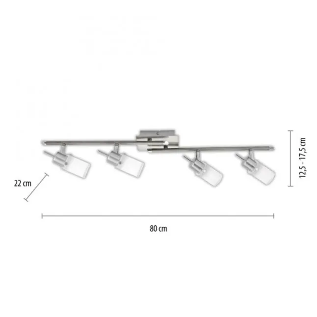 LED-Deckenleuchte, stahl, 4 verstellbare Leuchtköpfe, warmweiß, blendfrei