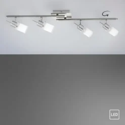 LED-Deckenleuchte, stahl, 4 verstellbare Leuchtköpfe, warmweiß, blendfrei