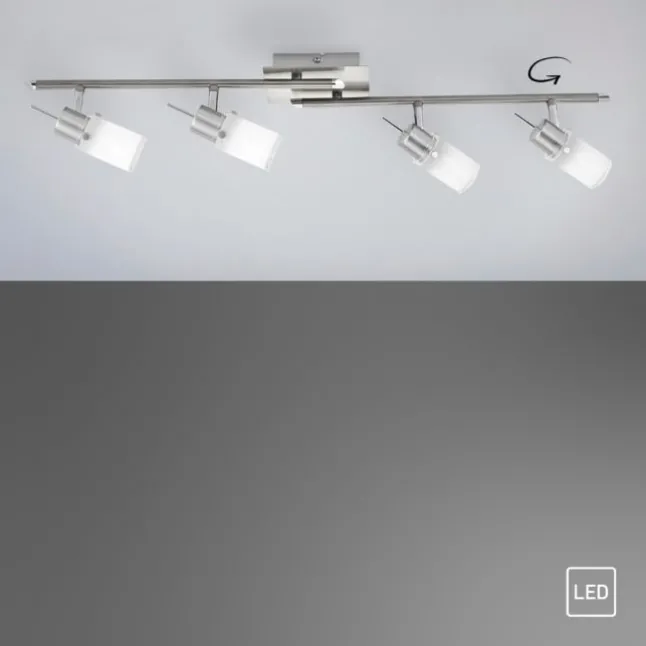 LED-Deckenleuchte, stahl, 4 verstellbare Leuchtköpfe, warmweiß, blendfrei