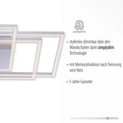 LED-Deckenleuchte, stahl, warmweiße Lichtfarbe, inkl. Dimmfunktion, modern