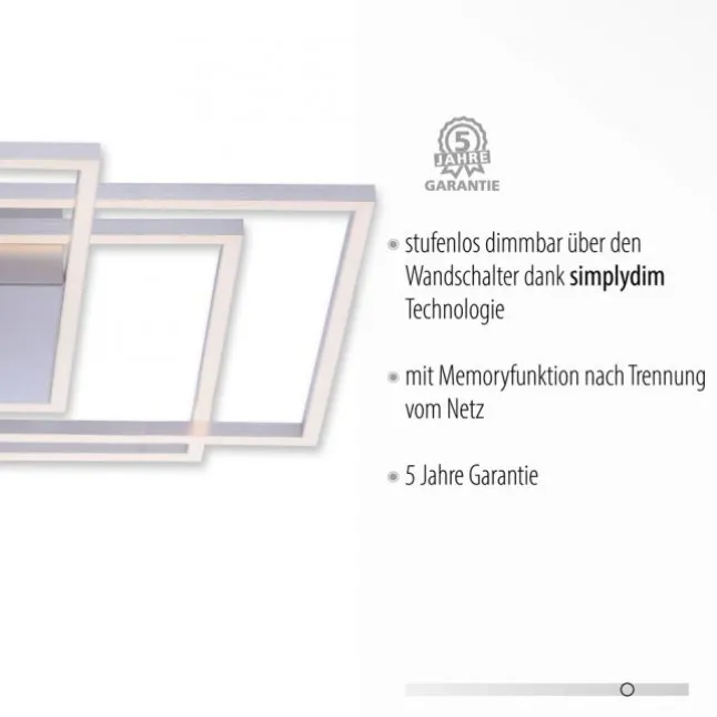LED-Deckenleuchte, stahl, warmweiße Lichtfarbe, inkl. Dimmfunktion, modern