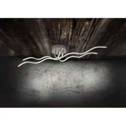 LED-Deckenleuchte, stahl, Wellenform, warmweiße Lichtfarbe, energiesparend