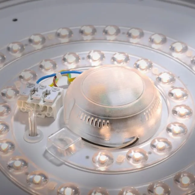 LED-Deckenleuchte, Sternenhimmel, Ø38,5cm,Chrom, Opalweiß, IP44,