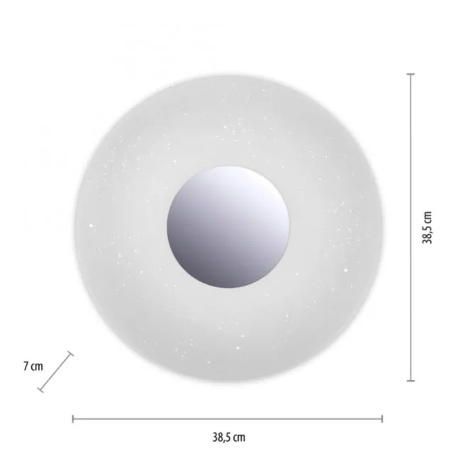 LED-Deckenleuchte, Sternenhimmel, Ø38,5cm,Chrom, Opalweiß, IP44,