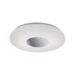 LED-Deckenleuchte, Sternenhimmel, Ø38,5cm,Chrom, Opalweiß, IP44,
