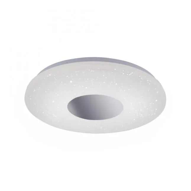 LED-Deckenleuchte, Sternenhimmel, Ø38,5cm,Chrom, Opalweiß, IP44,