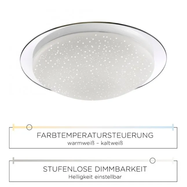 LED-Deckenleuchte, Sternenhimmeloptik, Lichtfarbsteuerung, dimmbar, modern