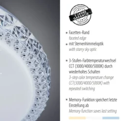 LED-Deckenleuchte, Sternenhimmeloptik, Lichtfarbsteuerung, Memory Funktion