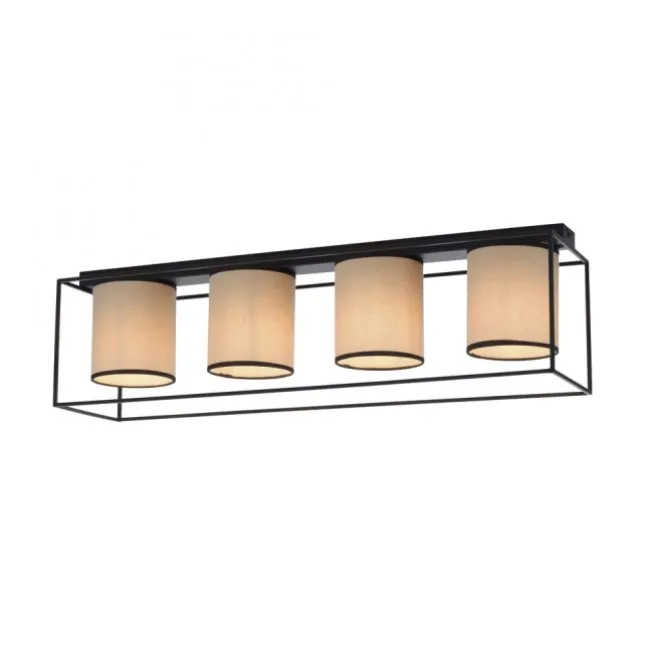 LED Deckenleuchte Stoffschirme 4 flammig schwarz schlichtes Design