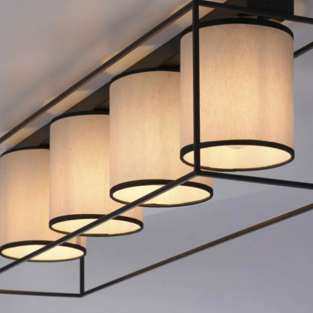 LED Deckenleuchte Stoffschirme 4 flammig schwarz schlichtes Design