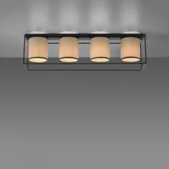 LED Deckenleuchte Stoffschirme 4 flammig schwarz schlichtes Design