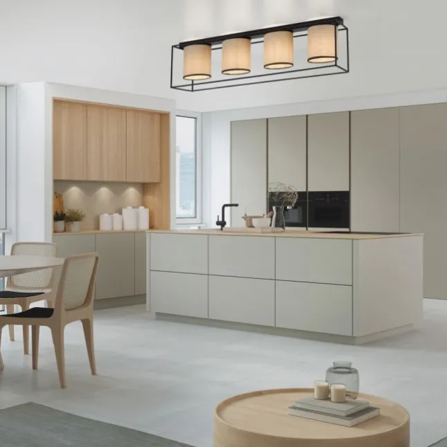 LED Deckenleuchte Stoffschirme 4 flammig schwarz schlichtes Design