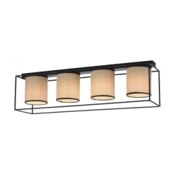 LED Deckenleuchte Stoffschirme 4 flammig schwarz schlichtes Design