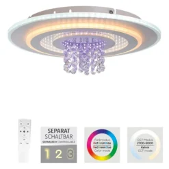 LED Deckenleuchte TOLAGO, weiss, mit Tunneleffekt und Kristall