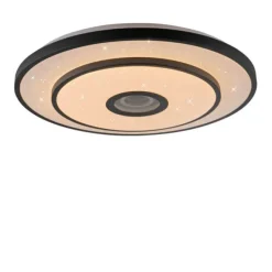LED Deckenleuchte TURANUS, schwarz, rund, D 50 cm, Sternenhimmel