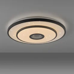 LED Deckenleuchte TURANUS, schwarz, rund, D 50 cm, Sternenhimmel