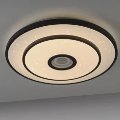 LED Deckenleuchte TURANUS, schwarz, rund, D 50 cm, Sternenhimmel