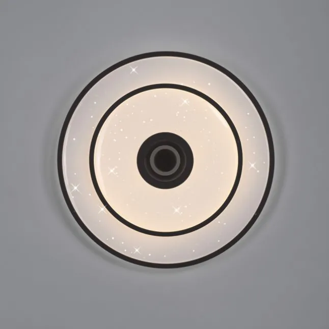 LED Deckenleuchte TURANUS, schwarz, rund, D 50 cm, Sternenhimmel