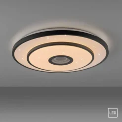 LED Deckenleuchte TURANUS, schwarz, rund, D 50 cm, Sternenhimmel