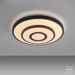 LED Deckenleuchte TURANUS, schwarz, rund, Sternenhimmel