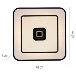 LED Deckenleuchte TURANUS, schwarz, quadratisch, D 50 cm, Sternenhimmeloptik