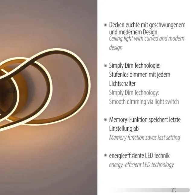 LED Deckenleuchte TWIST, sand, höhenverstellbar, Memoryfunktion