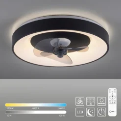 LED Deckenleuchte Ventialtor schwarz mit Timer dimmbar Memoryfunktion