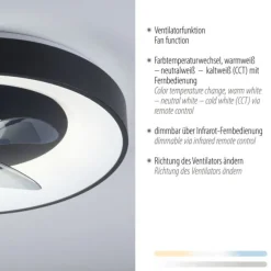LED Deckenleuchte Ventialtor schwarz mit Timer dimmbar Memoryfunktion