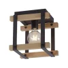 LED Deckenleuchte, Vintage, Holzdesign, E27 exklusive, max. 40W, Retro