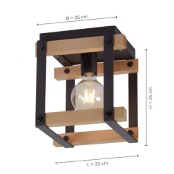 LED Deckenleuchte, Vintage, Holzdesign, E27 exklusive, max. 40W, Retro