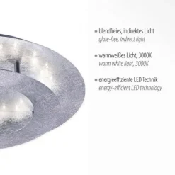 LED-Deckenleuchte, Wandleuchte, Blattsilber-Optik, Ø 40cm, indrekt,