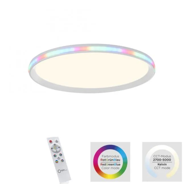 LED-Deckenleuchte, weiß, CCT, RGB, Fernbedienung, dimmbar