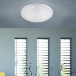 LED-Deckenleuchte, weiß, Ø 25cm, rund, Sternenoptik, glitzer Effekt